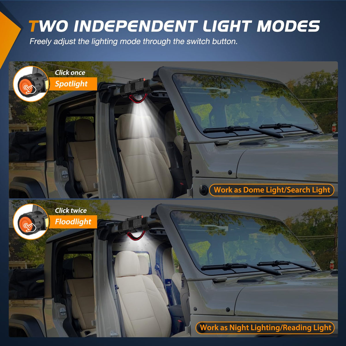 Nilight installed inside Jeep, delivers wide interior illumination for safer ingress