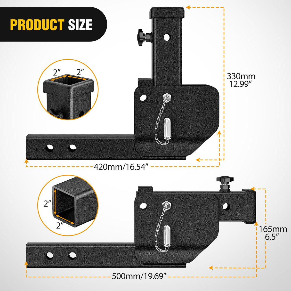 Nilight extender folded position close to receiver saves parking space