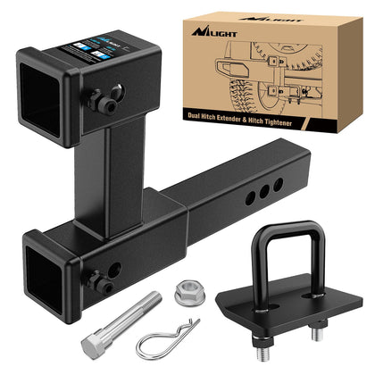 Nilight front view showing dual 2-inch receivers and robust finish for versatile towing