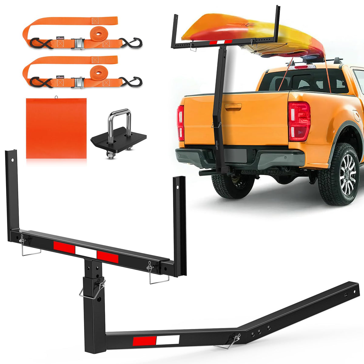 Nilight extender front view showing hitch mount and secure fit for safer hauling