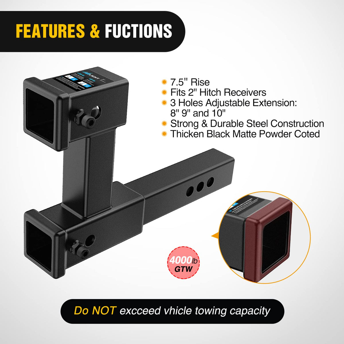 Nilight extender mounted on truck demonstrating raised accessory clearance benefit