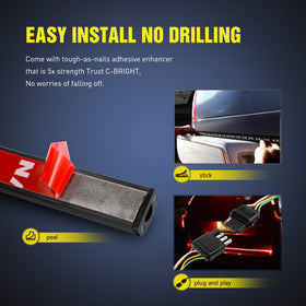 Nilight strip bent slightly to show flexibility and adaptability for varied mounting angles