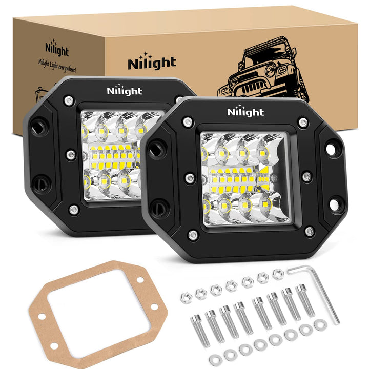 Nilight front view of flush mount LEDs showing compact design and bright output