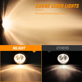 Nilight fog light next to ruler showing compact size and easy replacement benefit