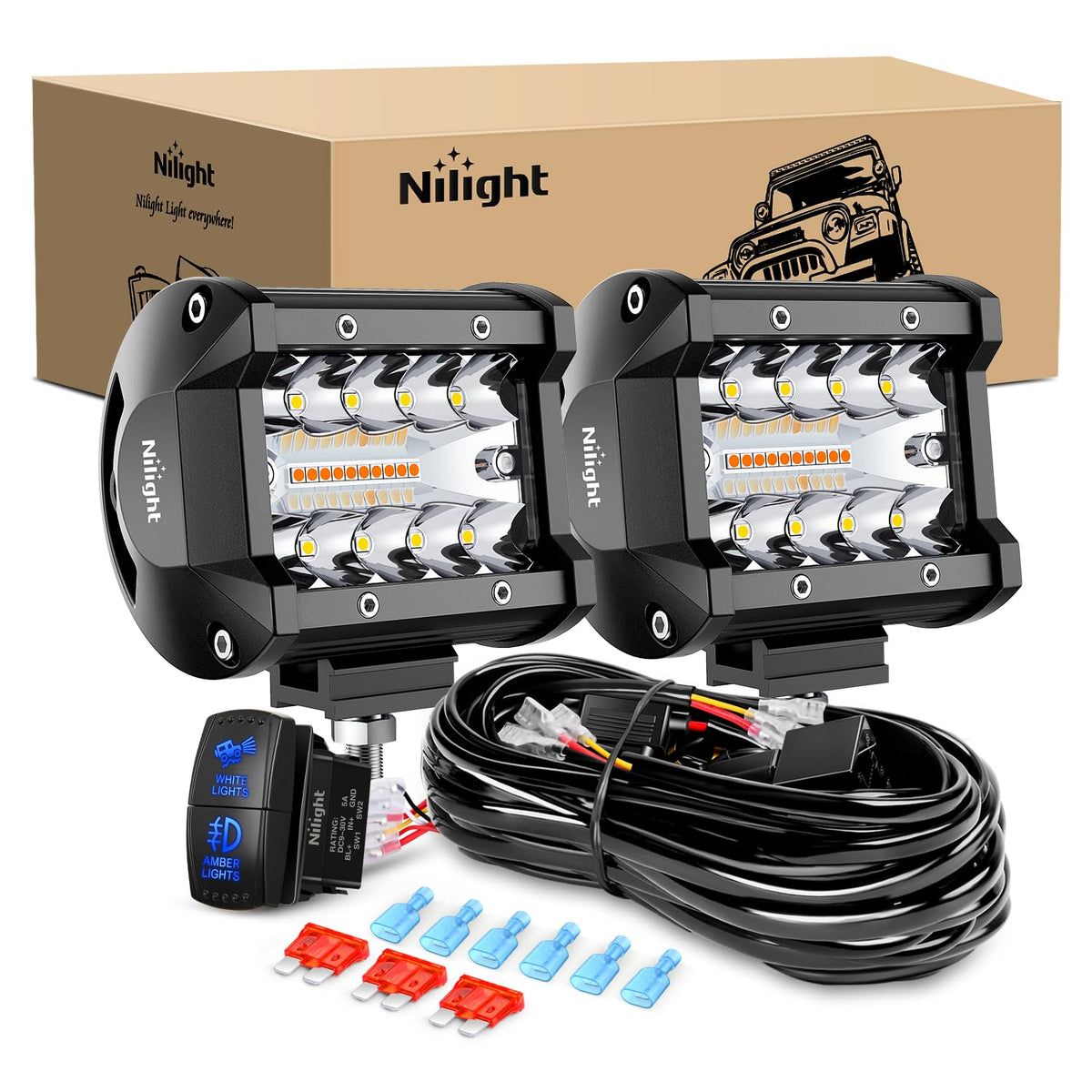 Nilight front view of 4-inch bar showing compact profile and bright output