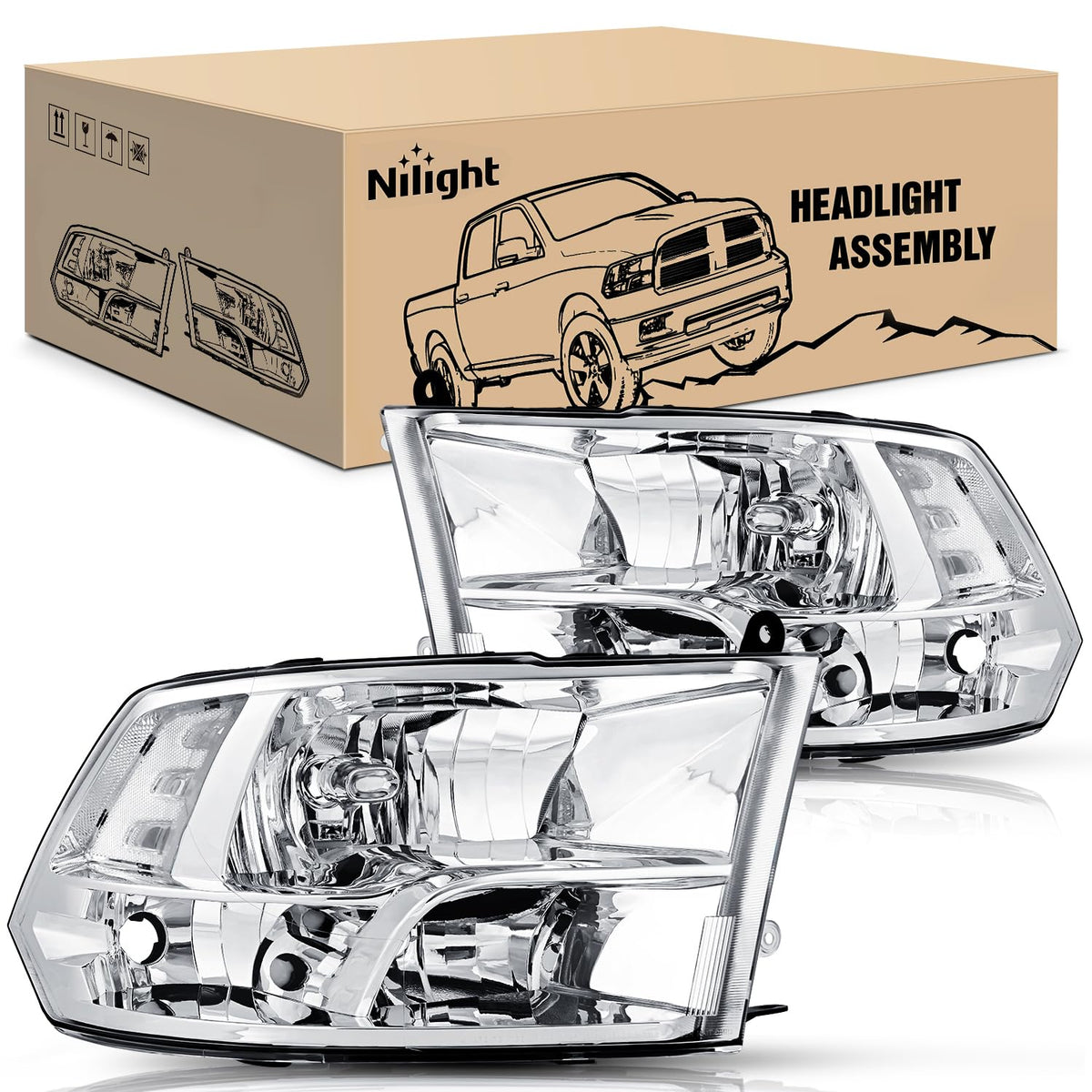 Nilight front assembly chrome housing showing clear lens and improved appearance