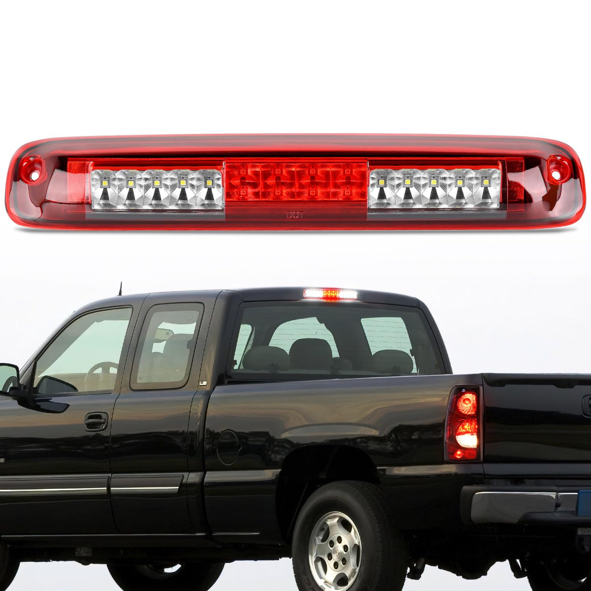 Nilight front assembly red third brake light showing clean fit and bright lens for visibility