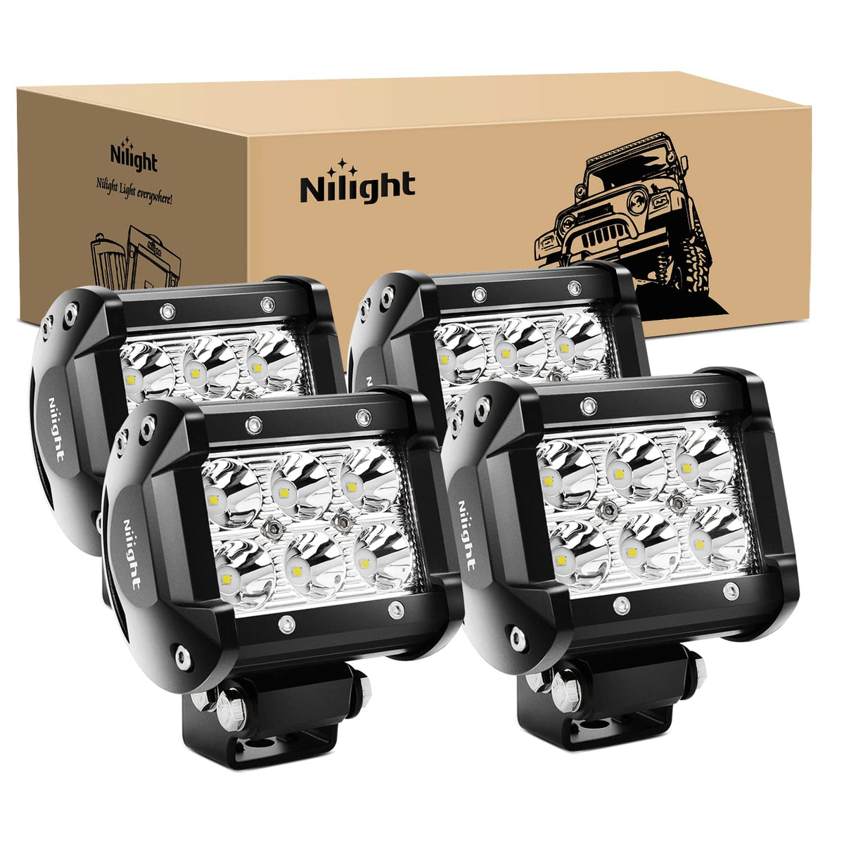 Nilight front view 4-pack pods showing compact design and bright beam