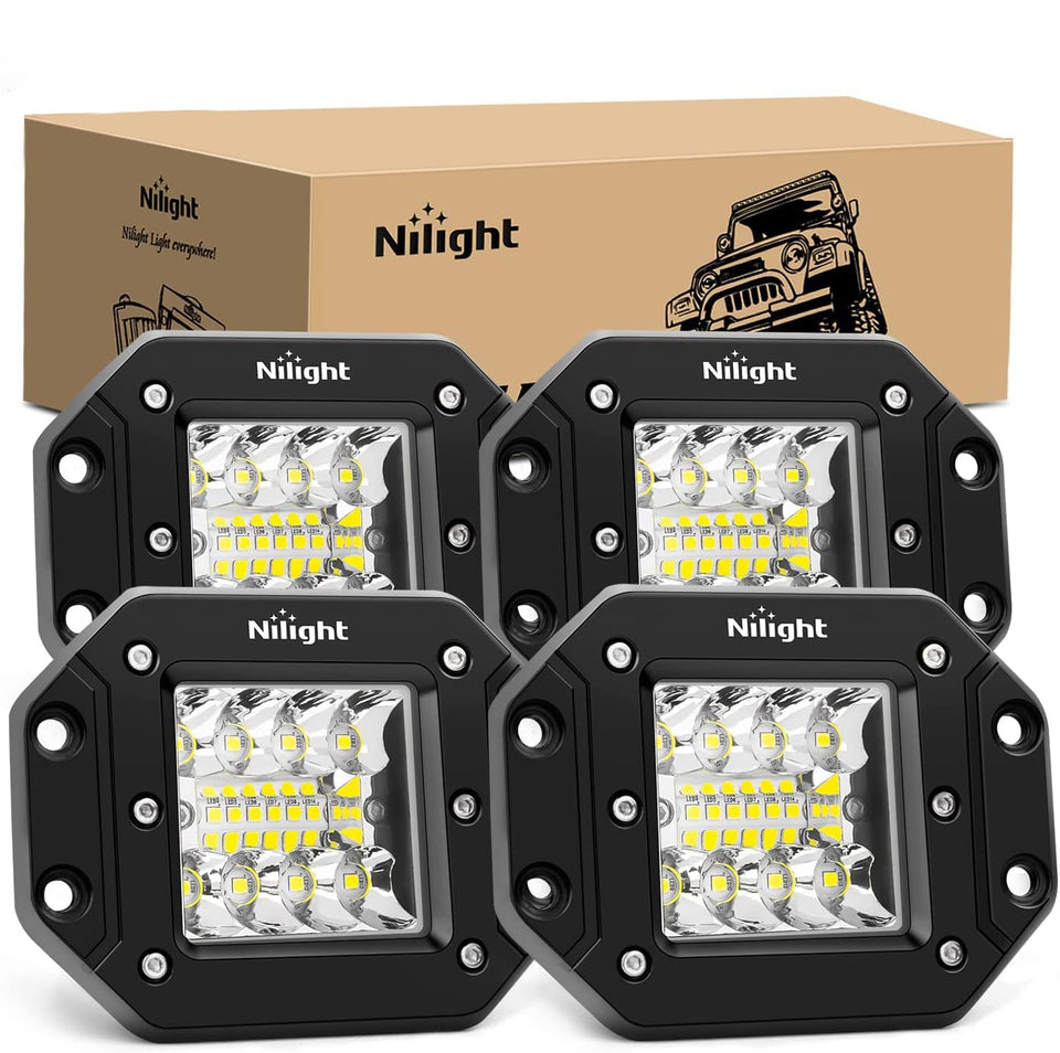 Nilight front view flush-mount pods showing compact profile and bright output