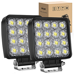 Nilight front-facing pair of square LED pods showing even flood coverage benefit