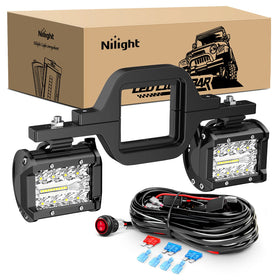 Nilight front-facing pods on bracket showing bright beam and rear visibility