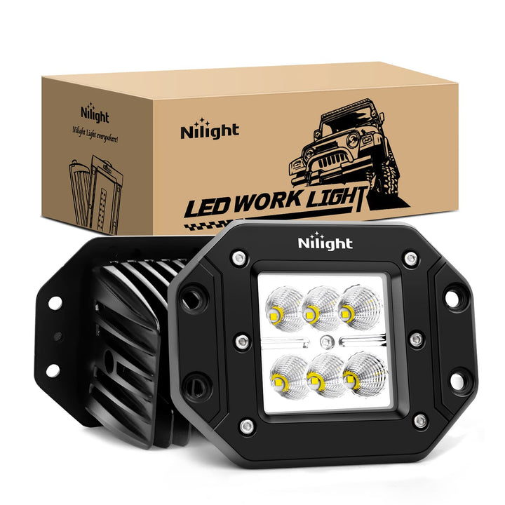 Nilight front view of flush-mount lights showing compact design and durable finish