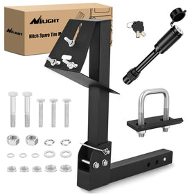 Nilight front view of mounted spare tire carrier showing secure mount and accessibility