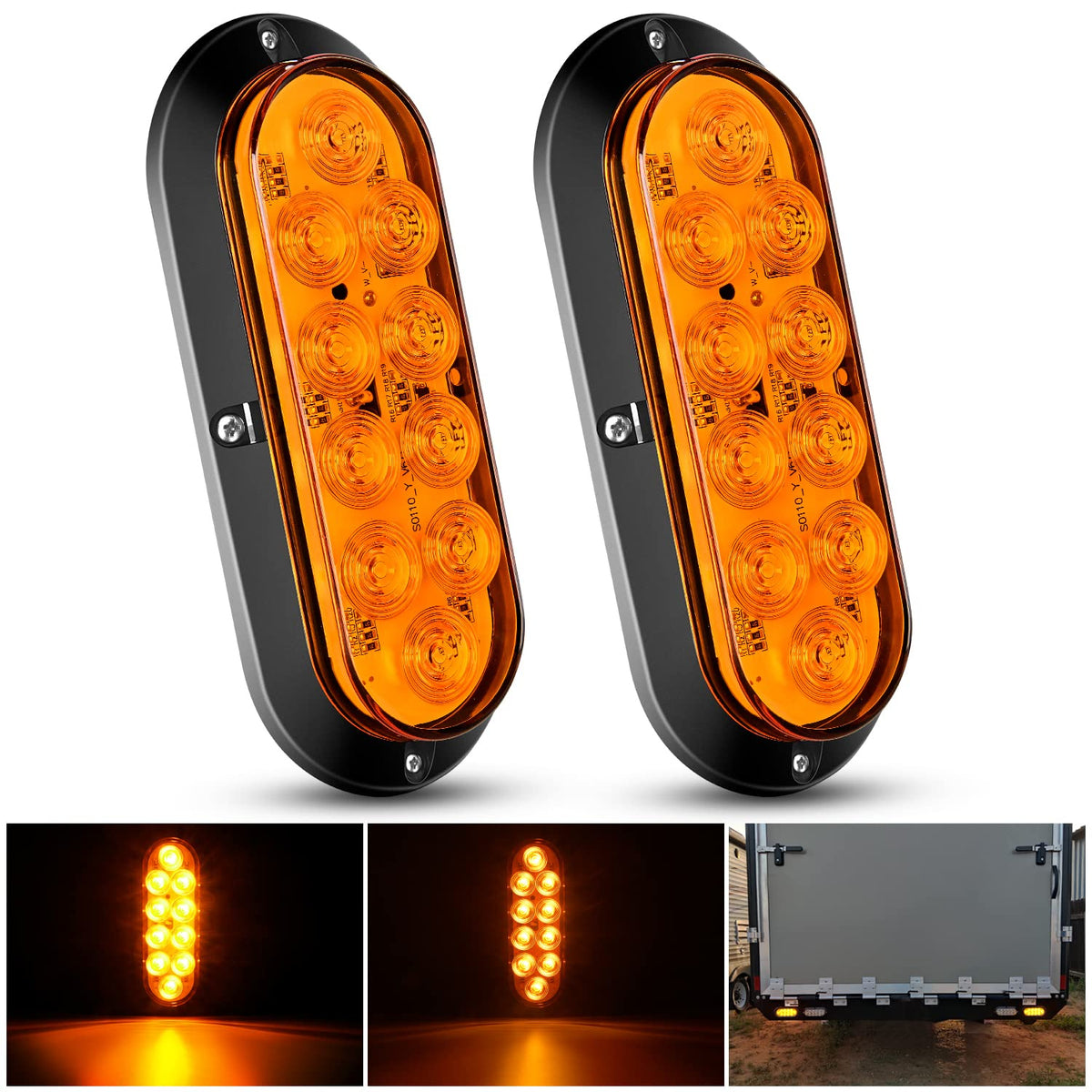 Nilight front oval tail light showing amber beam and durable housing benefit