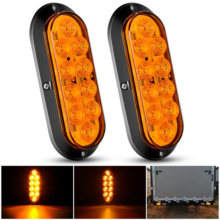 Nilight front oval tail light showing amber beam and durable housing benefit