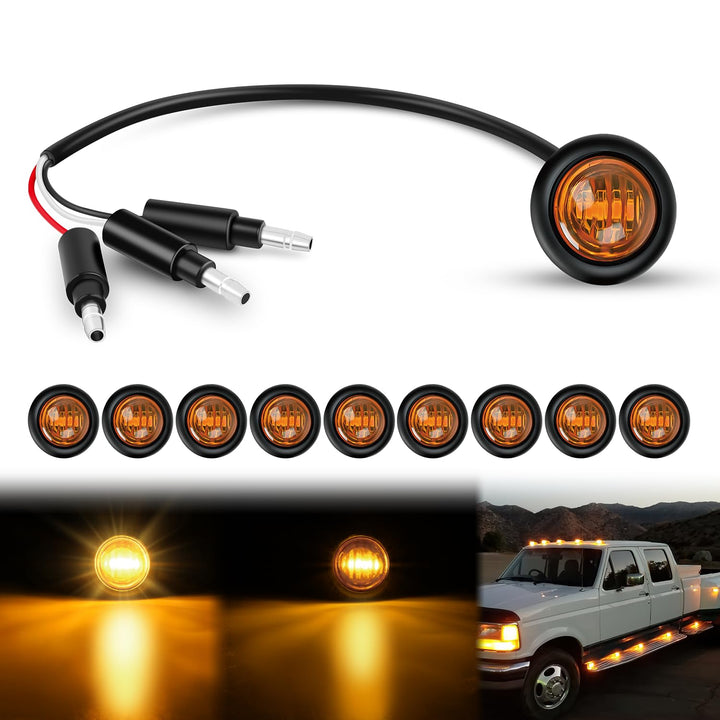 Nilight front view of 10PCS amber marker lights for fleet safety