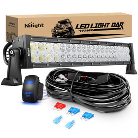 Nilight front view of 22in 120W LED light bar showing full length and lens benefits