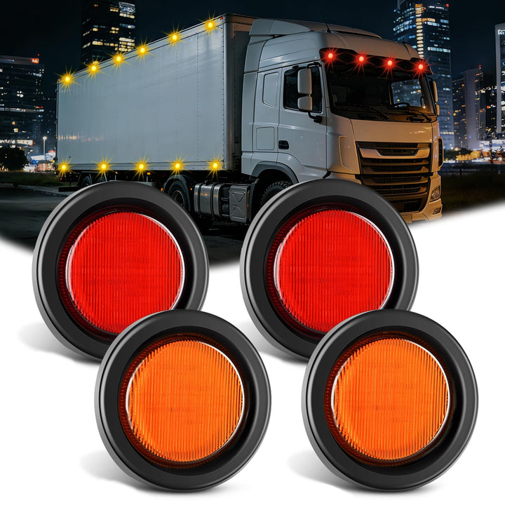 Nilight front view of amber and red lights showing compact set and clear lenses for visibility