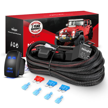 Nilight front packaging and switch showing kit contents and easy install benefit