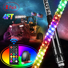 Nilight front view showing two 4ft whips and packaging, highlights visibility