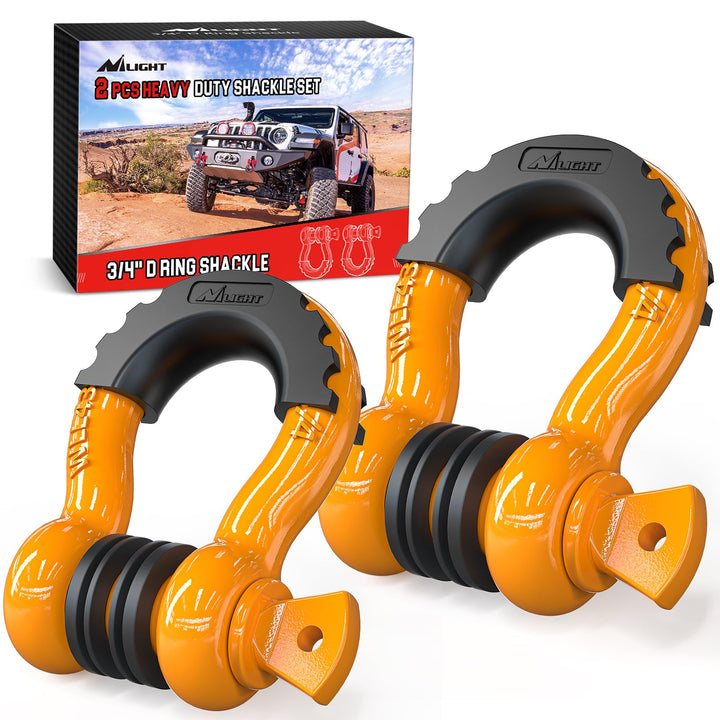 Nilight front view of two D-ring shackles showing robust build and secure connections