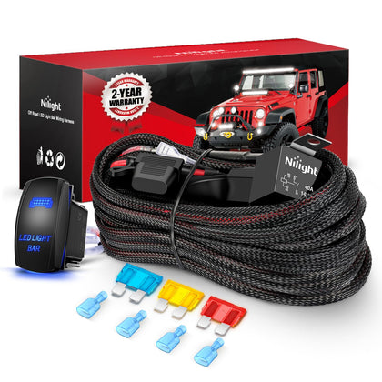 Nilight front packaging showing harness kit and components for easy identification and purchase