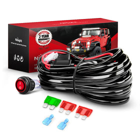 Nilight front packaging and complete harness kit showing included components and benefit of ready installation