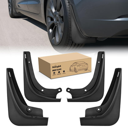 Nilight front packaging for Model 3 showing complete splash guard kit and protection