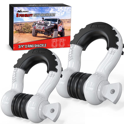 Nilight front view of two D-ring shackles showing robust build and clear labeling