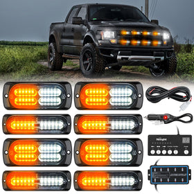 Nilight front packaging showing full 8PCS strobe kit and controller for quick identification