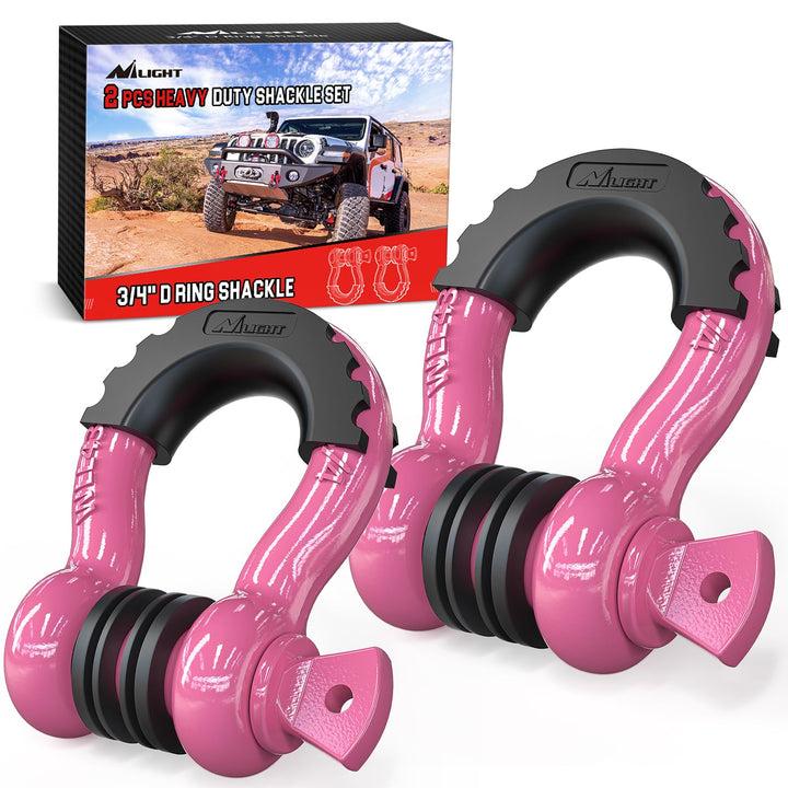 Nilight front view of two D-ring shackles showing durable build and secure connection benefit