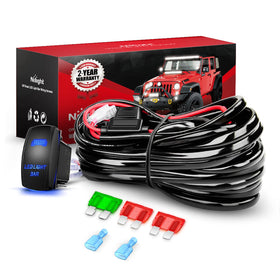 Nilight front packaging showing harness kit and components for easy identification