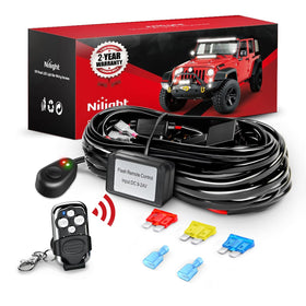 Nilight front packaging showing harness kit and components, clear compatibility benefit
