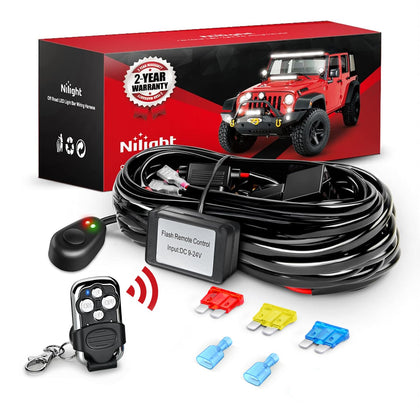 Nilight front packaging showing harness kit and components, clear compatibility benefit