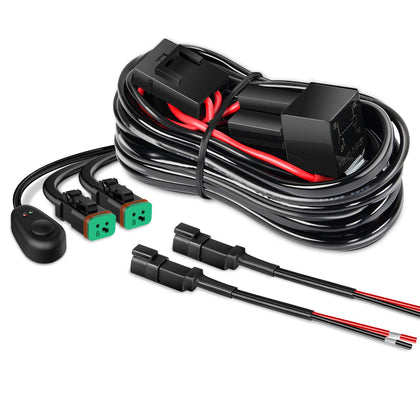 Nilight front view of wiring harness package showing complete kit and benefit of ready-to-install