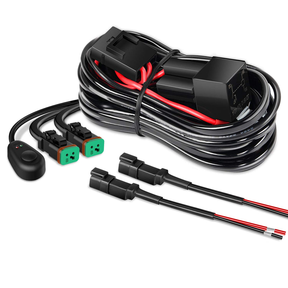 Nilight front view of wiring harness package showing complete kit and benefit of ready-to-install