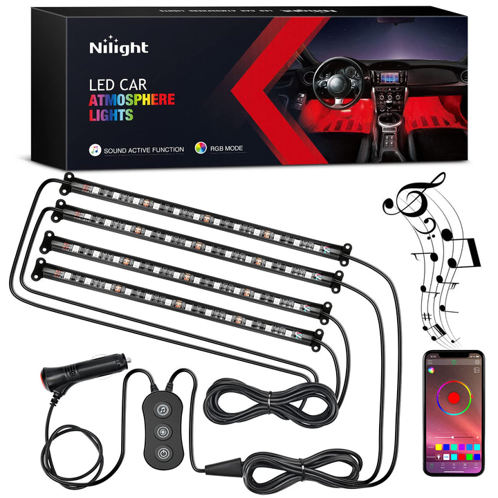 Nilight front packaging showing kit contents and app compatibility benefits