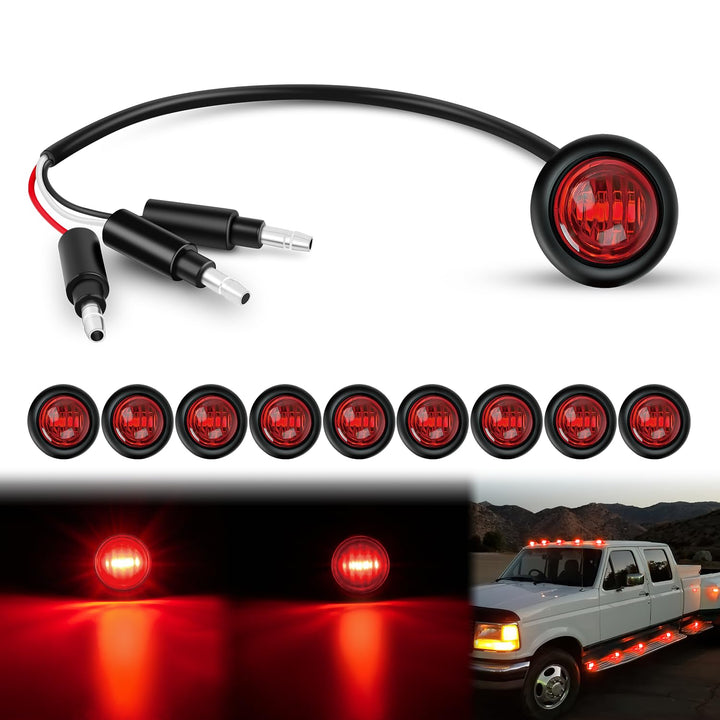 Nilight front view of red LED marker light showing clear lens and bright visibility
