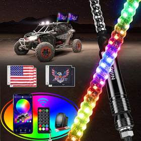 Nilight front view of paired whips showing full RGB glow and symmetry
