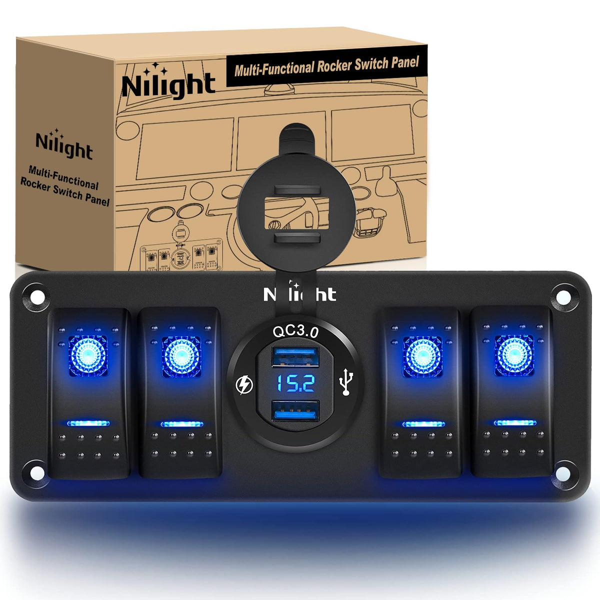 Nilight front panel overview showing organized controls and neat mounting benefit