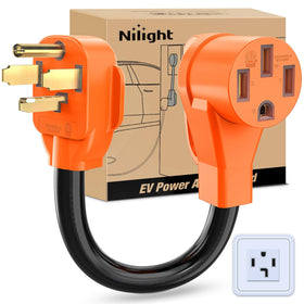 Nilight front plug view showing 14-30P to 14-50R connection and clear fit