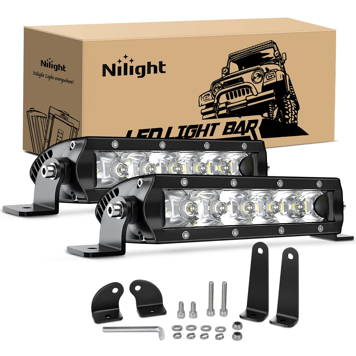 Nilight front profile of 7-inch pod showing slim design and improved visibility