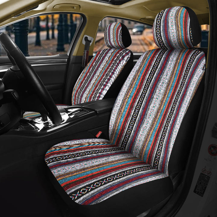 Nilight front seat covers full view showing vibrant Baja stripes and protection