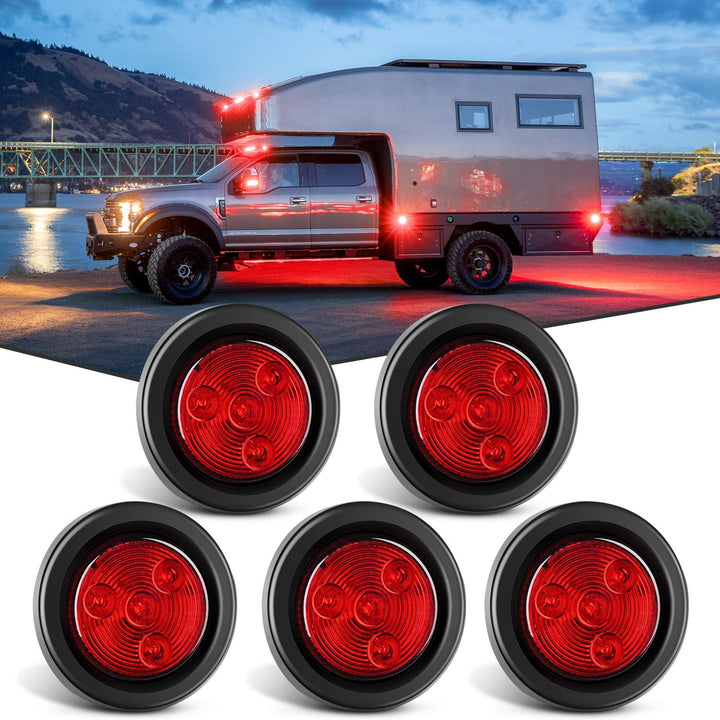 Nilight front view of 2-inch round red LED marker showing clear signal benefit