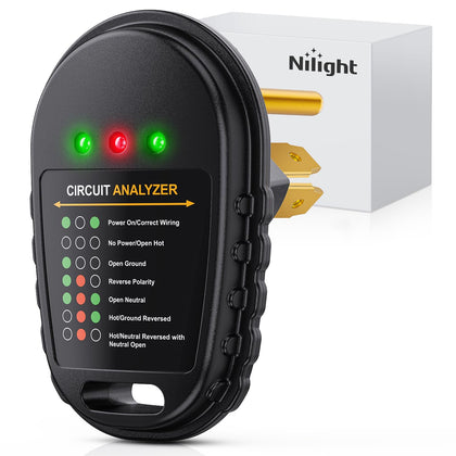 Nilight front view showing 30A TT-30P plug and LED indicators for fast diagnostics