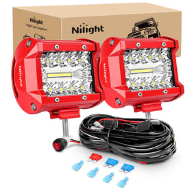 Nilight front view of 4-inch LED light bar showing compact beam output for improved visibility