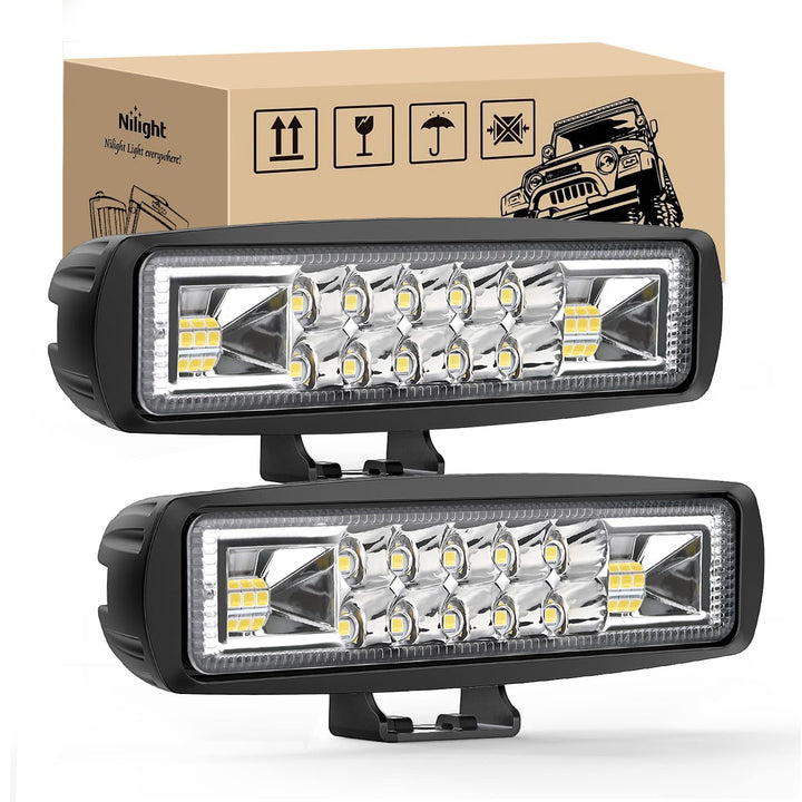 Nilight front view of 6 inch LED pod showing durable housing and bright output