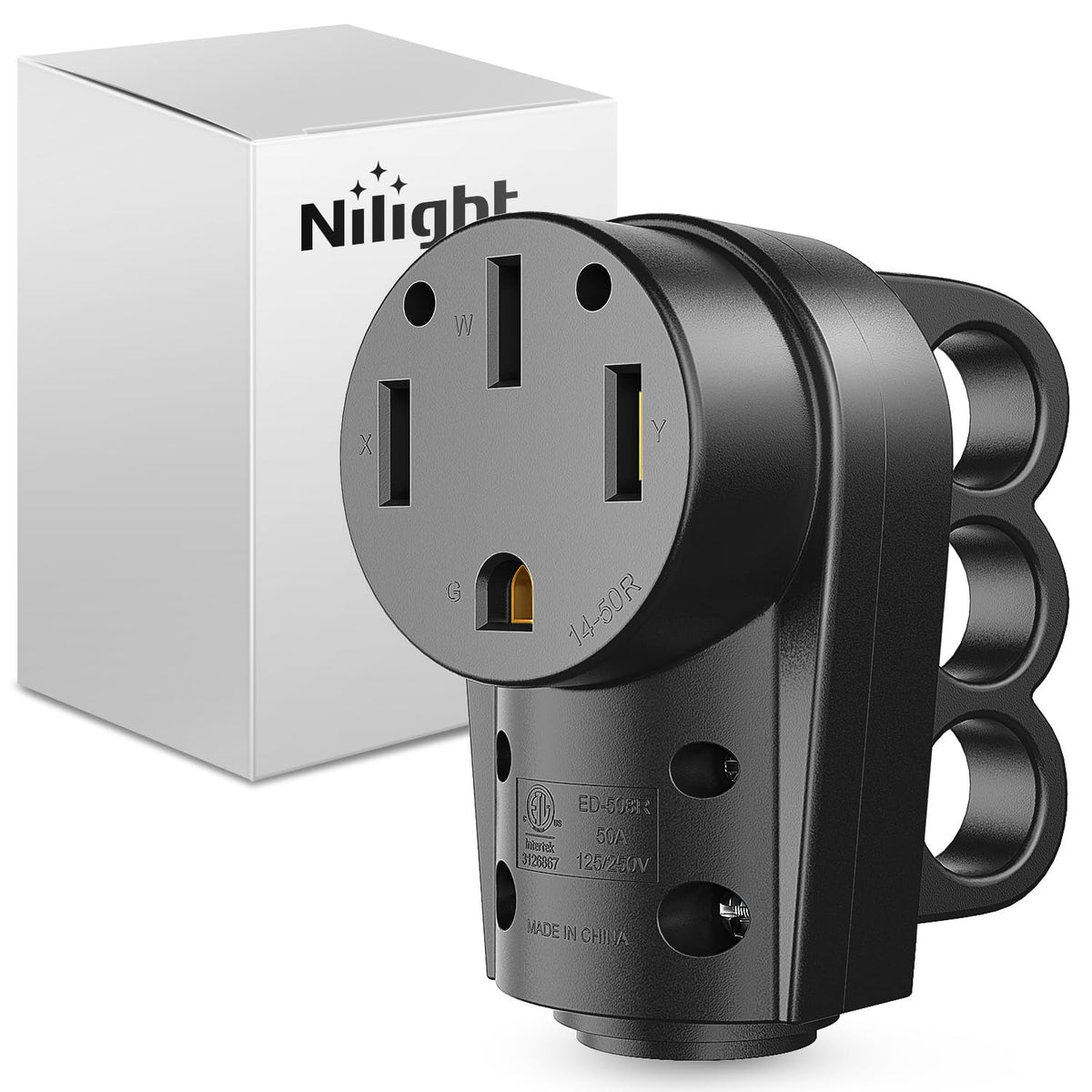 Nilight front view assembled plug showing safe, sturdy connection benefit