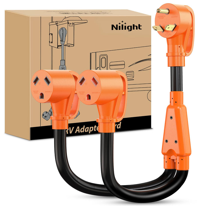 Nilight front view connector showing dual outlets and compact design for campsite convenience