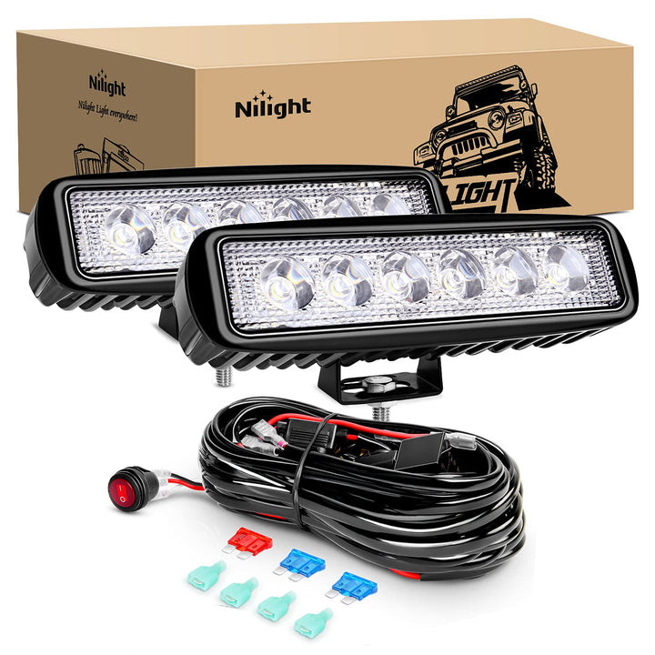 Nilight front view of dual LED pods showing compact design and bright output